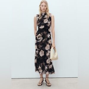 Mango floral chiffon dress